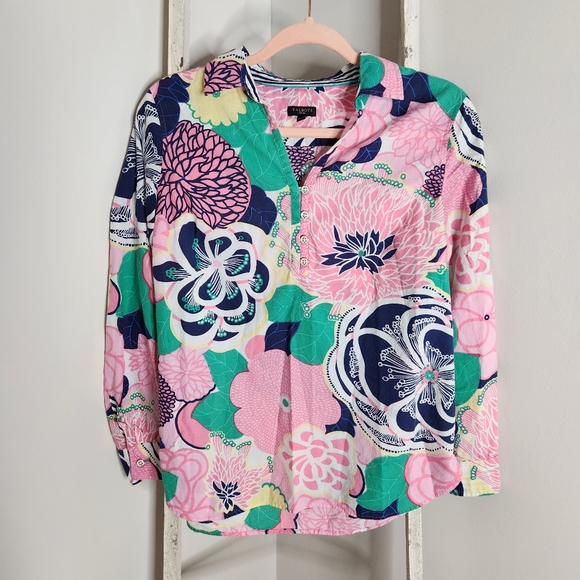 Talbots Tops - Talbots Top womens Medium Petite colorful floral 100% cotton long sleeve
